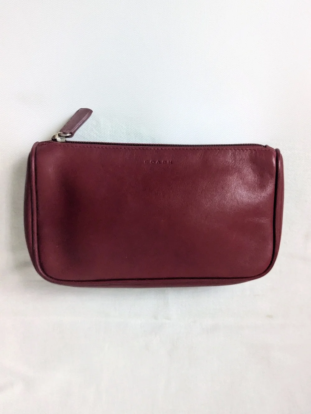 Vintage Coach Burgundy Leather Cosmetic Case Pouch Clutch